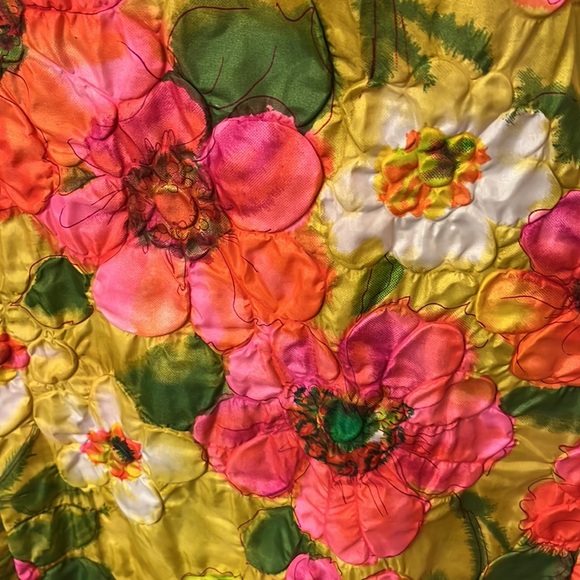 Vintage Embossed Floral 3/4 Zip Front House Coat Lounger Muumuu Dress Size M - Picture 2 of 14